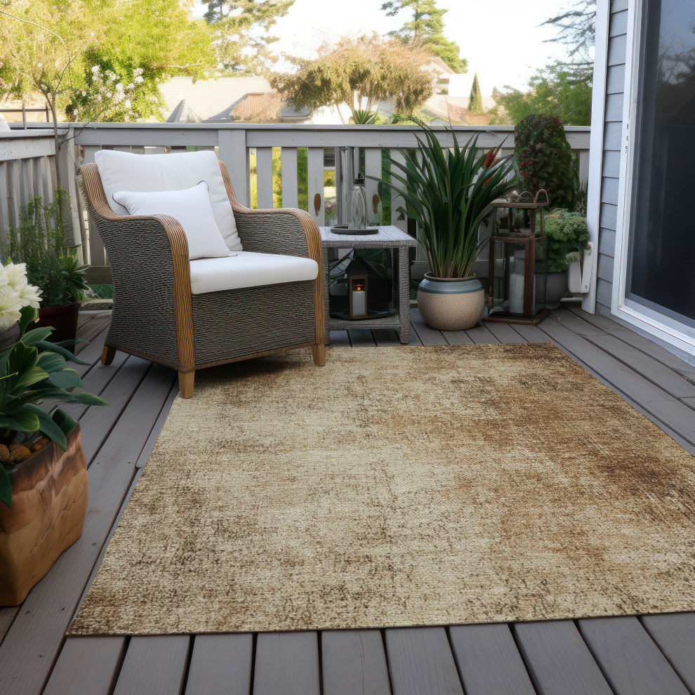 Machine Washable Indoor/Outdoor Chantille ACN1903 Beige 3' x 5' Rug