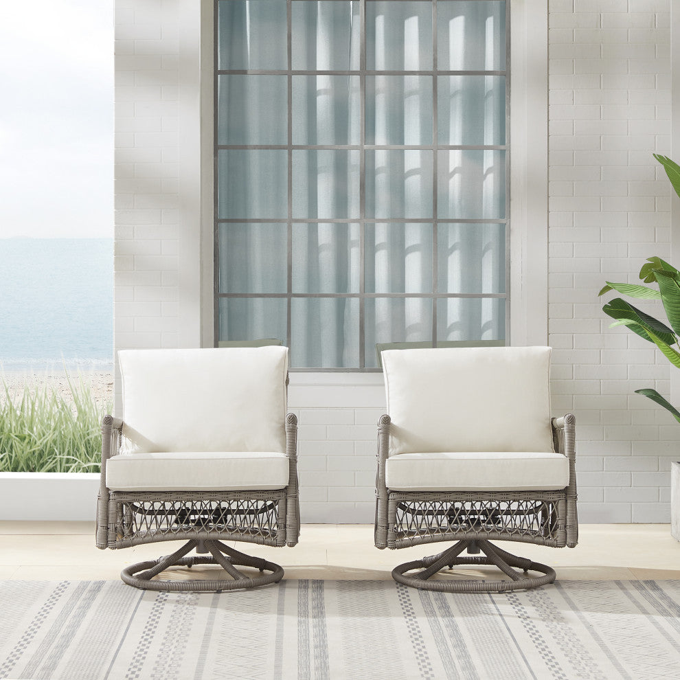 Thatcher 2Pc Wicker Swivel Rocker Outdoor Chair Set