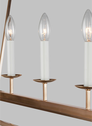 Dianna Five Light Medium Linear Chandelier, Satin Brass