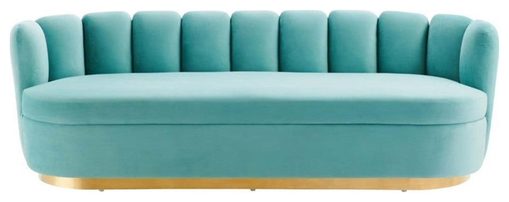 Victoria Channel Tufted Performance Velvet Sofa, Mint
