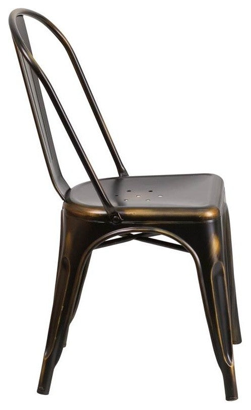 Distressed Copper Metal Indoor-Outdoor Stackable Chair