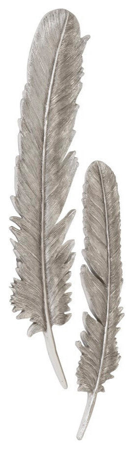 Feathers Wall Art, Gold Leaf, 2-Piece Set, Silver Leaf