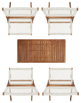 Safavieh Outdoor Blaze 5 Piece Coffee Set Natural / White Rope