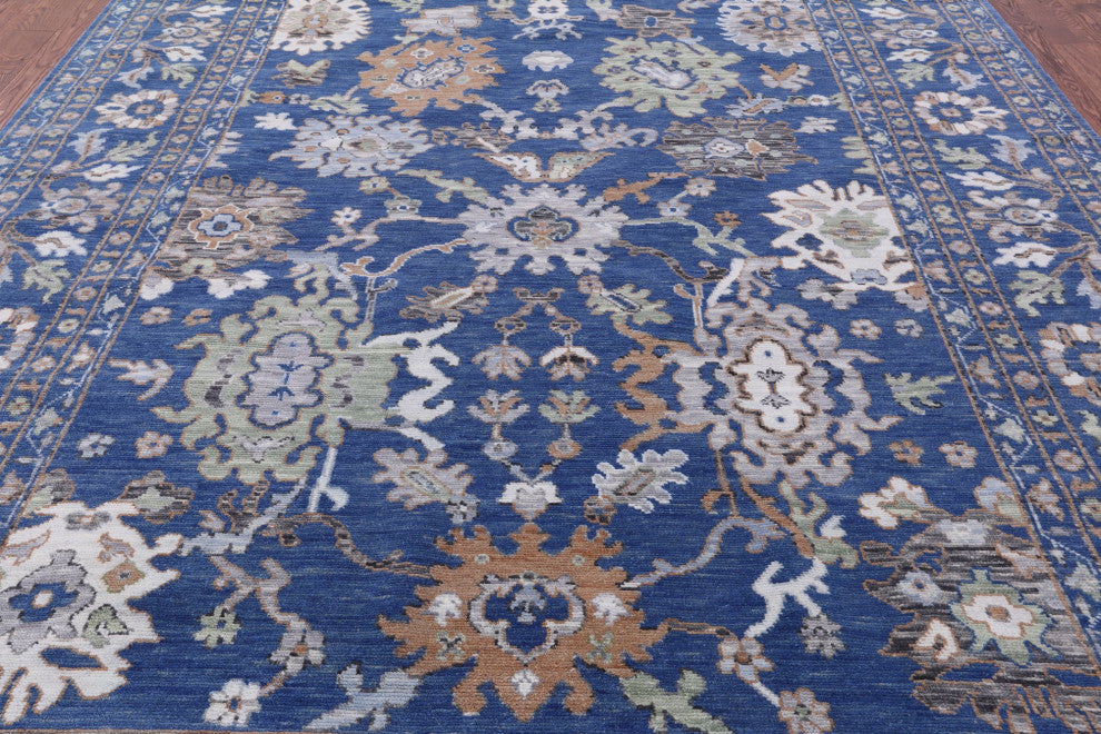 Hand-Knotted Turkish Oushak Wool Rug 9' 1" X 12' 3" - Q15949