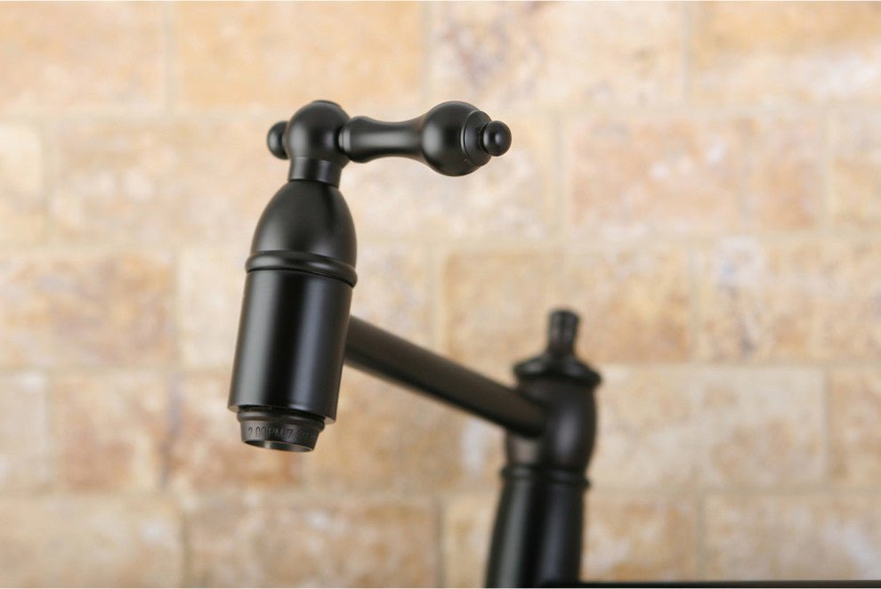 Kingston Brass Wall Mount Pot Filler Kitchen Faucet, Oil Rubbed Bronze