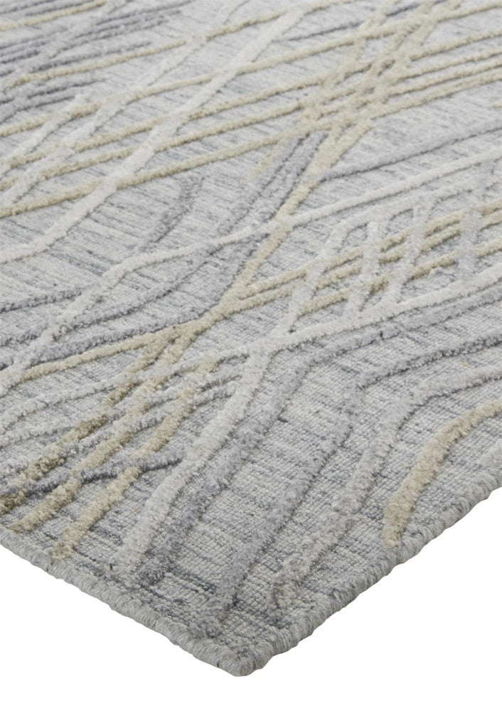 Huntley Abstract Diamond Runner, Oyster Gray, 2'9"x10'
