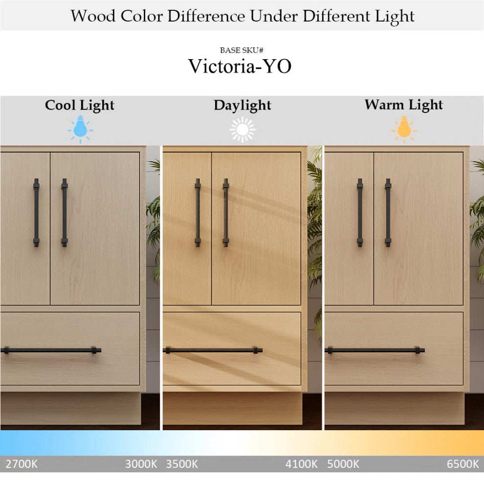 Victoria 24" Solid Wood Bath Vanity, Overhead Cabinet, Yellow Oak