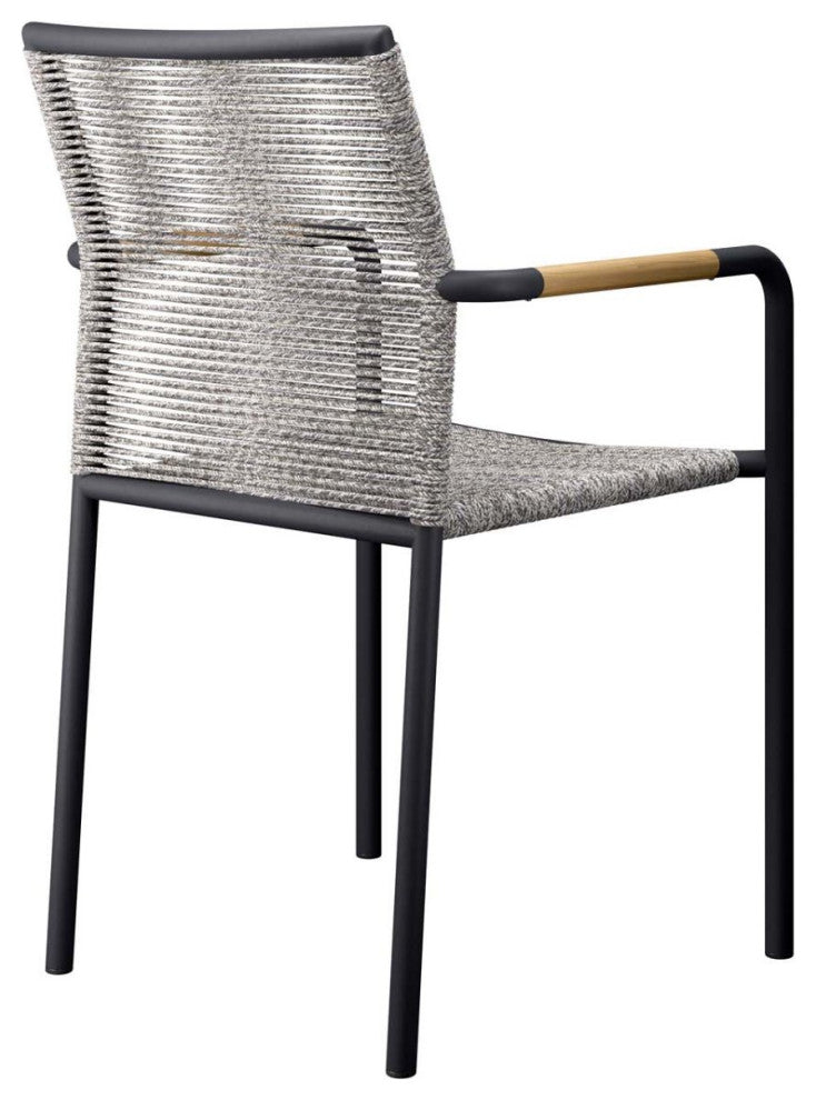 Side Dining Chair, Set of 2, Light Gray, Stainless Metal, Outdoor Garden