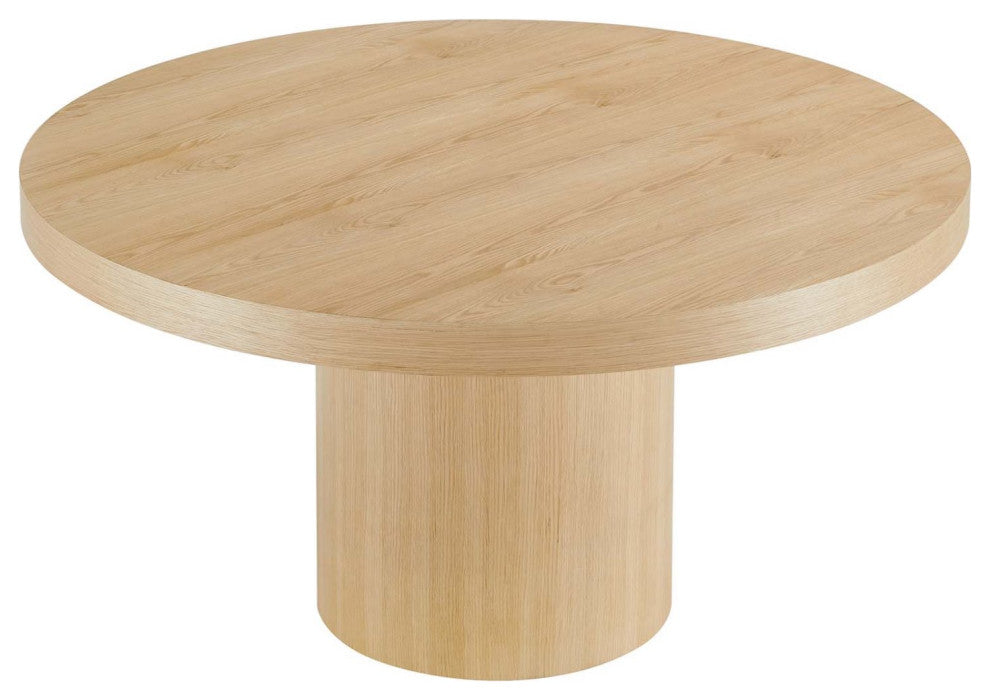 60 Inch Dining Table, Brown Oak, Round