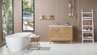 Nara Mid-Century Freestanding Bathroom Vanity, Pecan Oak, 48"