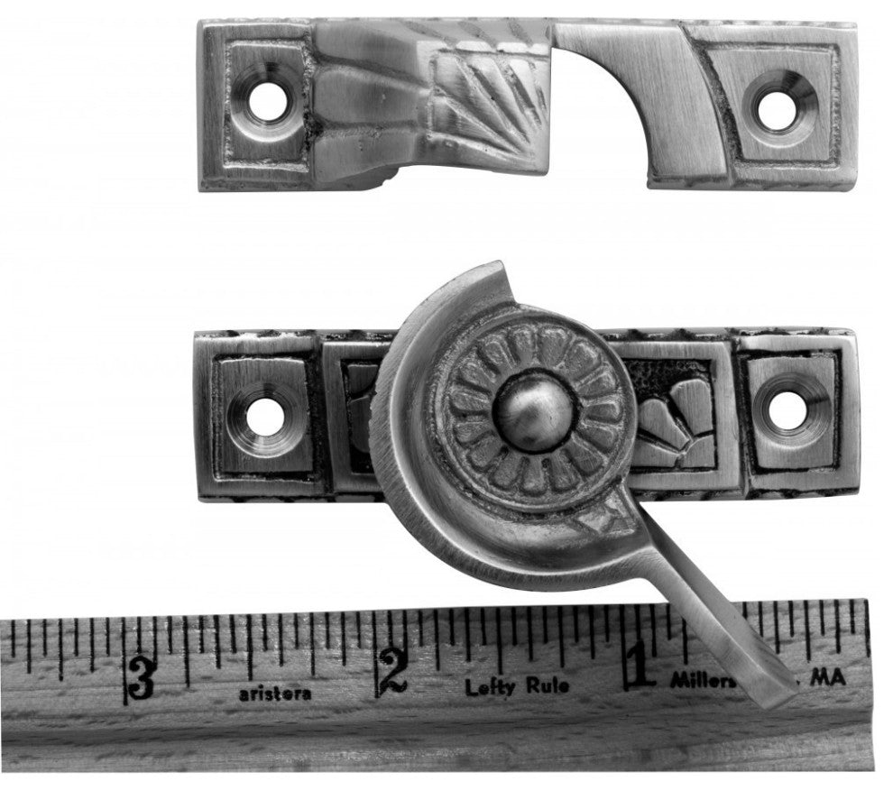 2 Piece Ornate Solid Brass Window Sash Lock Satin Chrome Renovators Supply