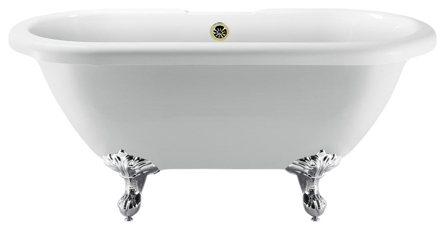67" Streamline N1121CH-BNK Clawfoot Tub and Tray With External Drain