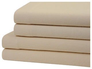 Bibb Home 4-Piece Solid Flannel Sheet Set, Beige, Twin