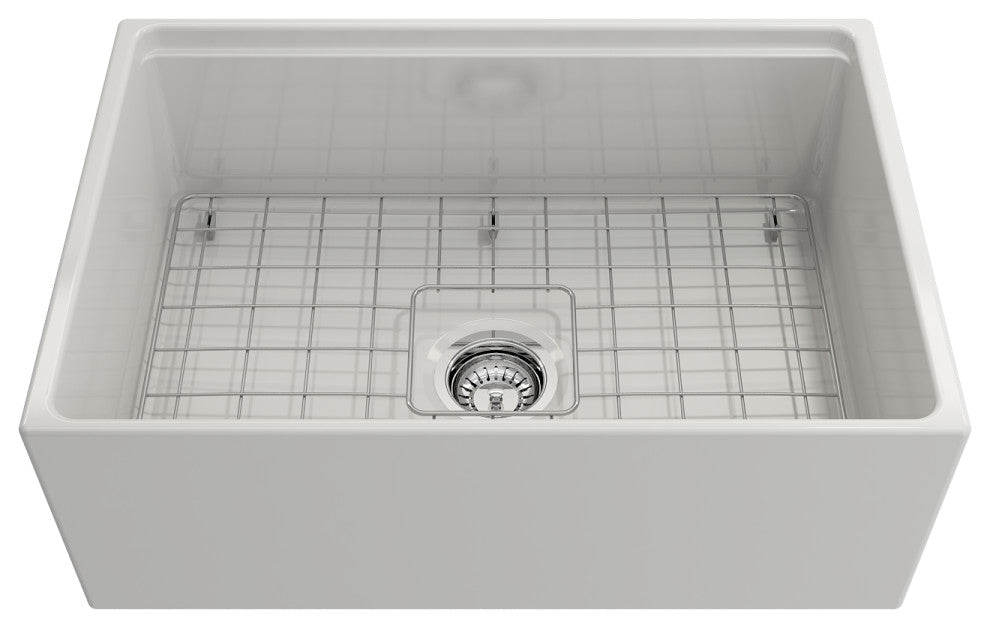 BOCCHI 1628-001-0120 Contempo Apron Front Fireclay 27" Single Kitchen Sink Whit