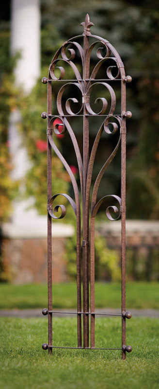 Italian Iron Garden Trellis, Metal Lawn Decor, Heavy Scroll Iron