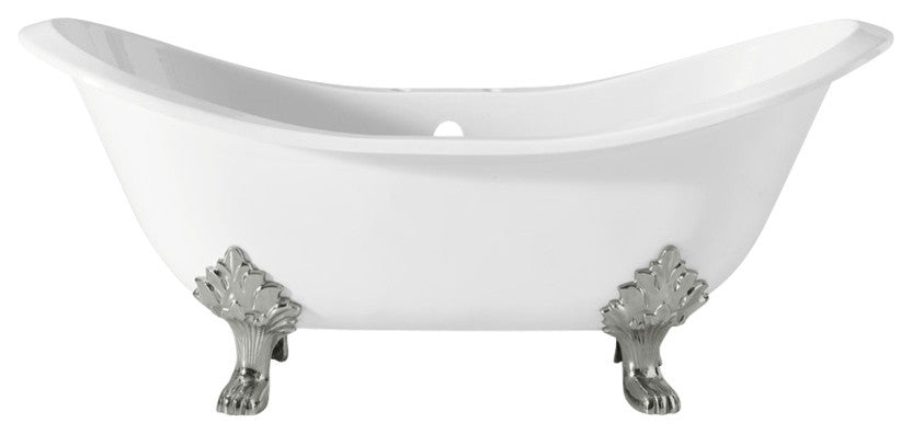 Cheviot Products Regency Cast Iron Bathtub With Lion and Faucet Holes, Chrome