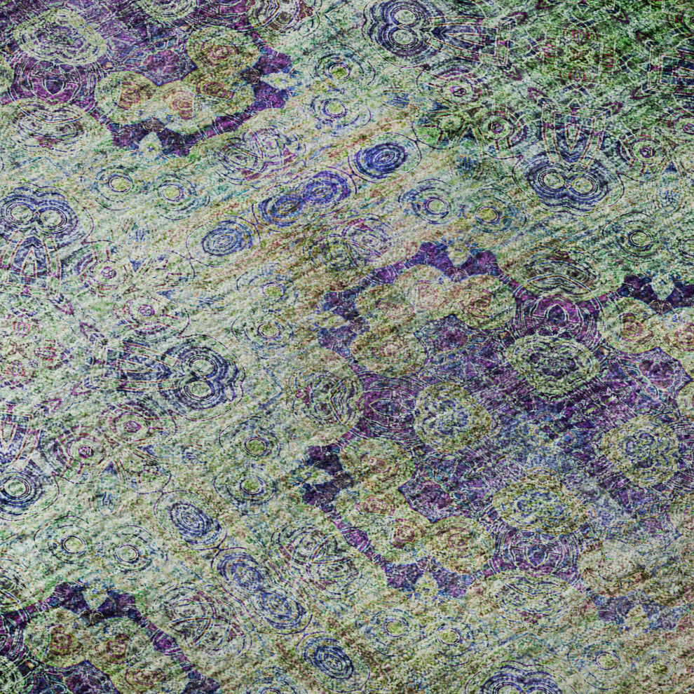 Premium Machine Washable Mayfield AMF557 Purple 3' x 5' Rug