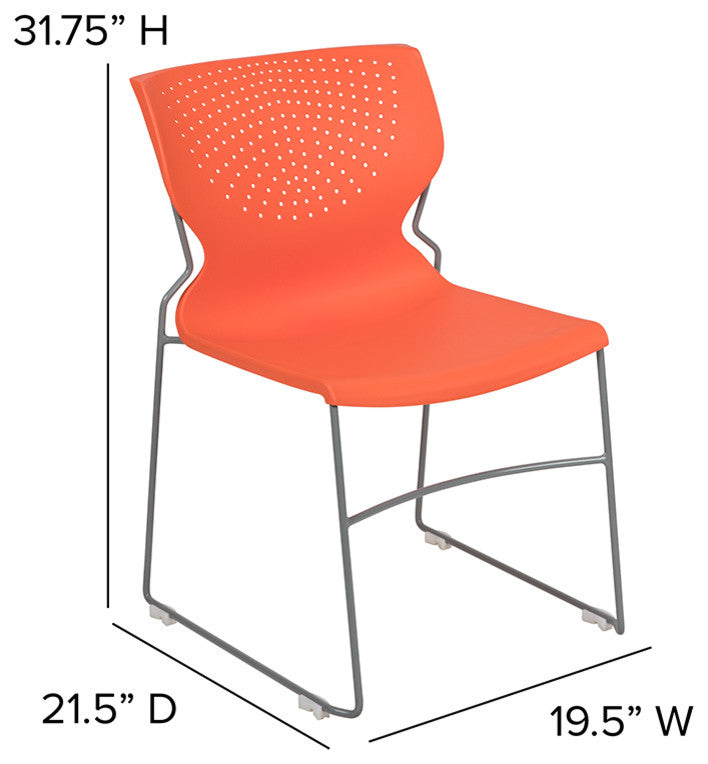 HERCULES Series Full Back Stack Chair With Powder Coated Frame, Orange