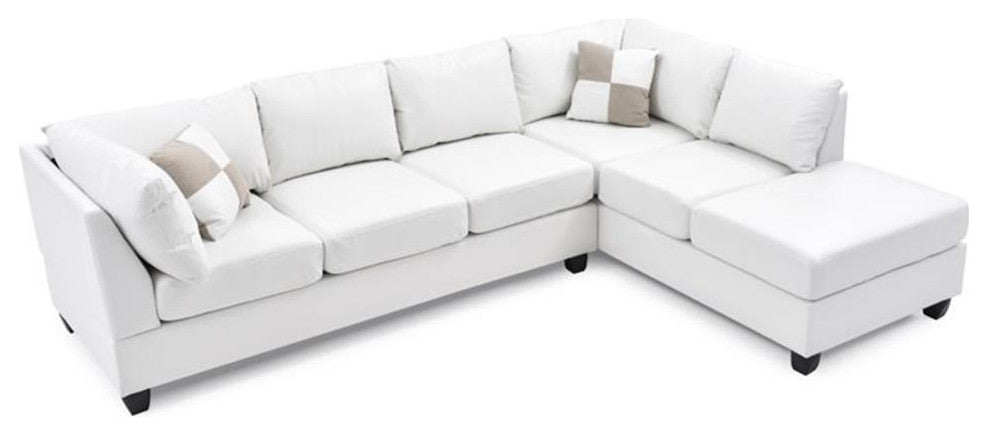 Glory Furniture Malone Faux Leather Sectional in White