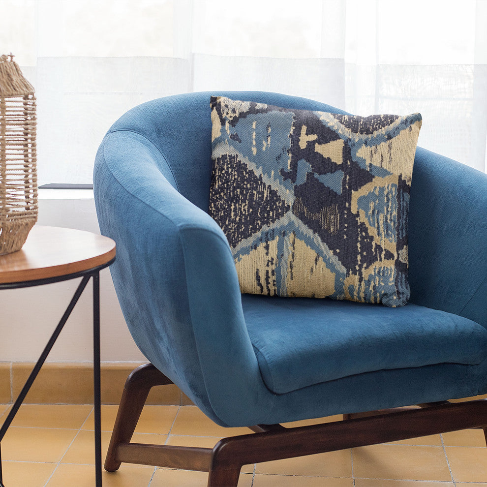 Plutus Blue Hidden Seas Abstract Luxury Throw Pillow, 24"x24"