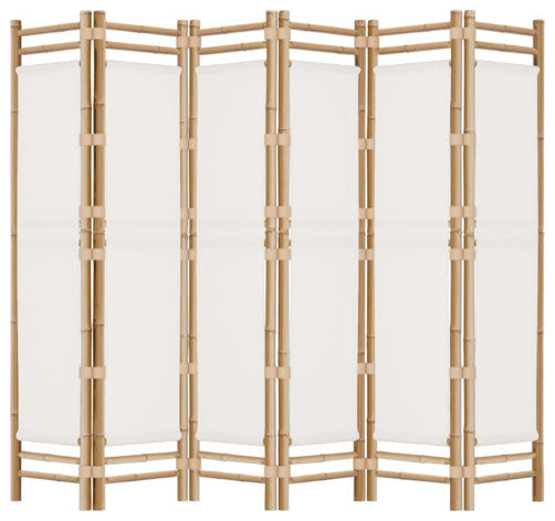 vidaXL Room Divider Foldable 6 Panel Room Divider Screen Bamboo and Canvas