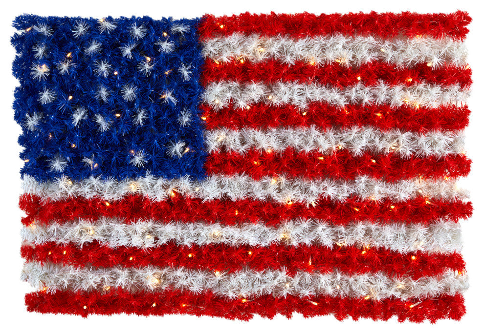 3"x2" Red, White, and Blue "American Flag" Wall Panel With 100 Warm LED Lights