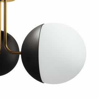 Stellar 3-Light Semi-Flush Ceiling Light, Opal Satin Brass
