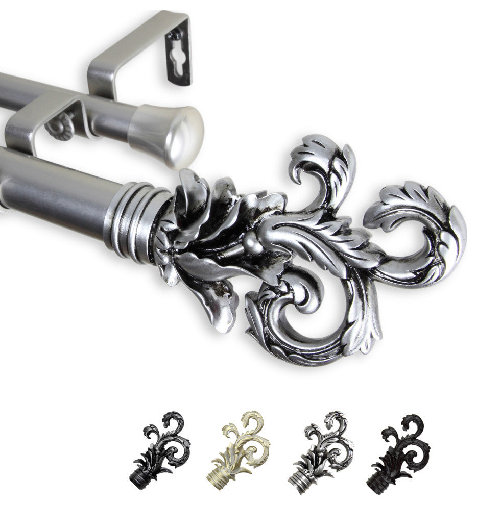 Malina 1" Double Curtain Rod, Satin Nickel, 48-84"
