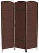 6' Tall Diamond Weave Fiber Room Divider, Dark Red, 3 Panel