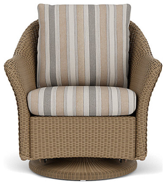 Lloyd Flanders Weekend Retreat Swivel Glider Lounge Chair, Fawn, Purveyor Pewter