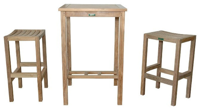 Anderson Teak Set-113A Bahama Montego 3-Pieces Square Bar Set