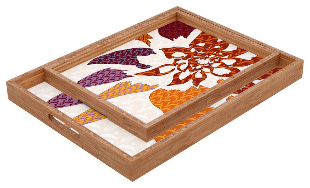 Deny Designs Karen Harris Constance In Orange Blossom Rectangular Tray