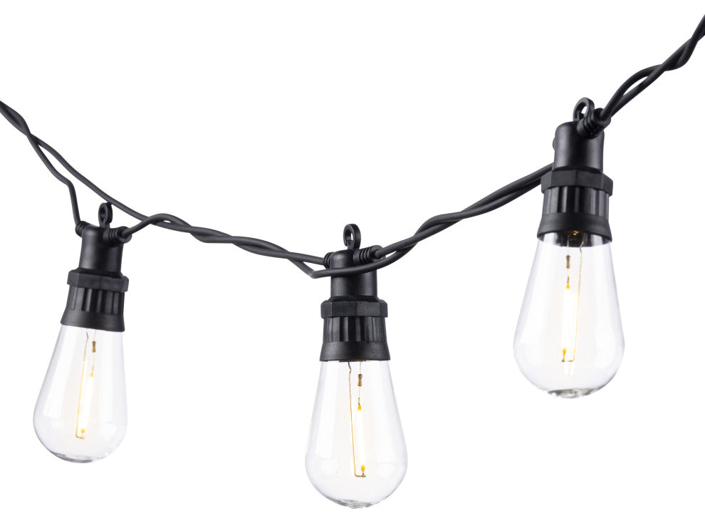 14.75' Black Electric LED Patio Lights, Remote and Connectable Function
