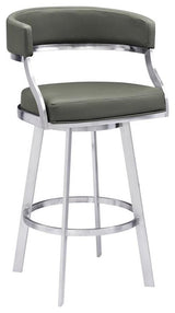 Armen Living Dione 26" Metal & Faux Leather Swivel Counter Stool in Gray/Chrome