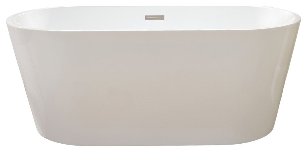 Freestanding Acrylic Bathtub, White/Polished Chrome, 59"