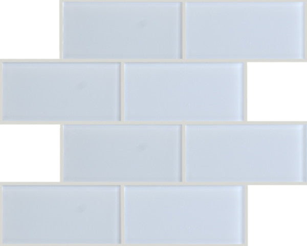 3"x6" Crystal Glass Tile, Set of 32 (4 sq ft), White