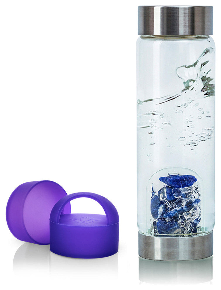 Water Bottle, VitaJuwel ViA Gemwater Bottle, Purple Loop Caps, Balance Old