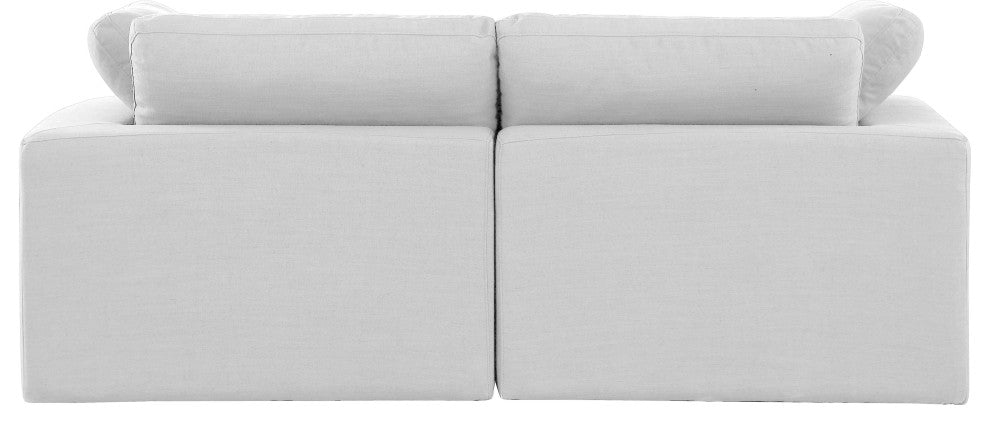 Comfy Upholstered Modular Sofa, White, 2-Piece: 2 Corner Chair, Linen Textured Fabric