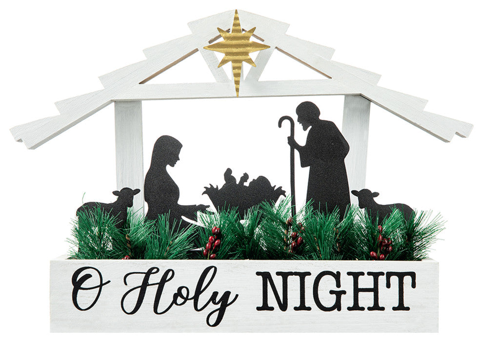 13.5"L Wooden Nativity Table Decor