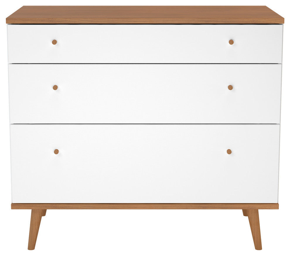 Sevilla Mid-Century 3-Drawer Dresser, White