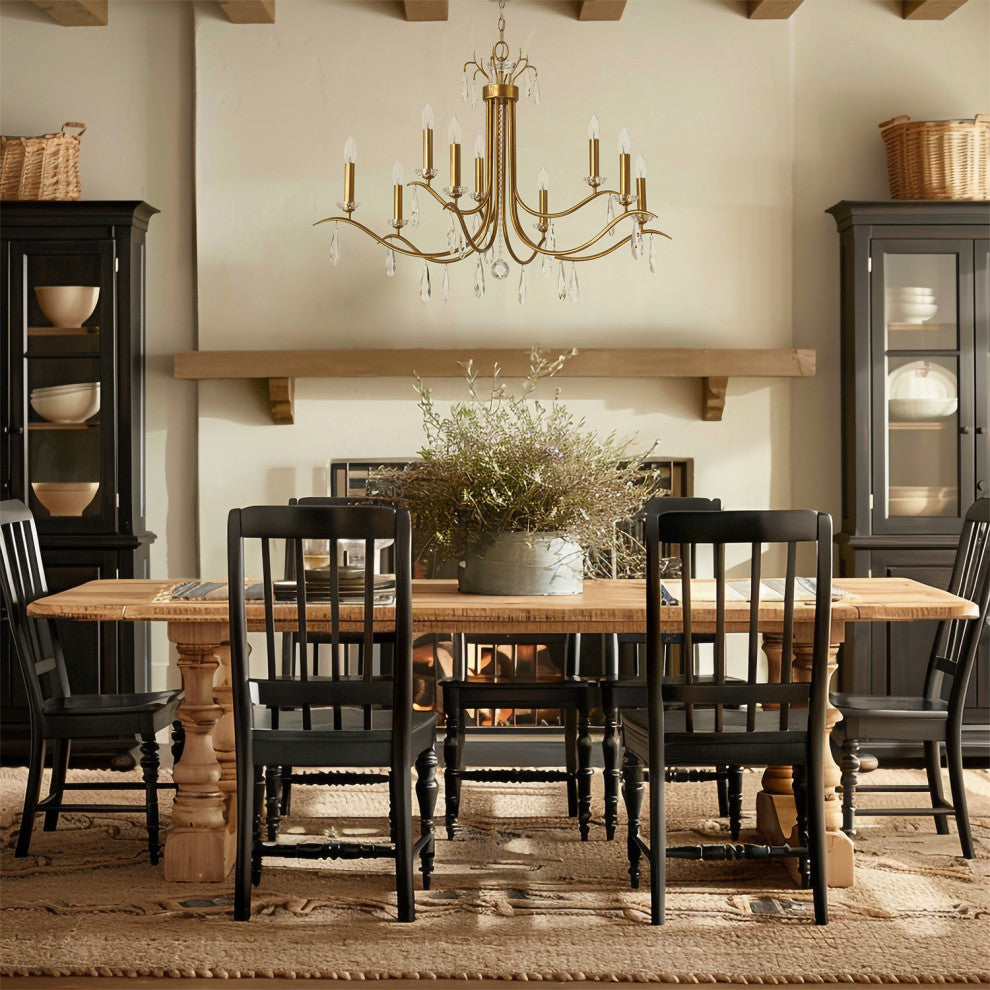 Crystorama Lighting Group ROL-18819 Rollins 9 Light 40"W Crystal - Antique Gold