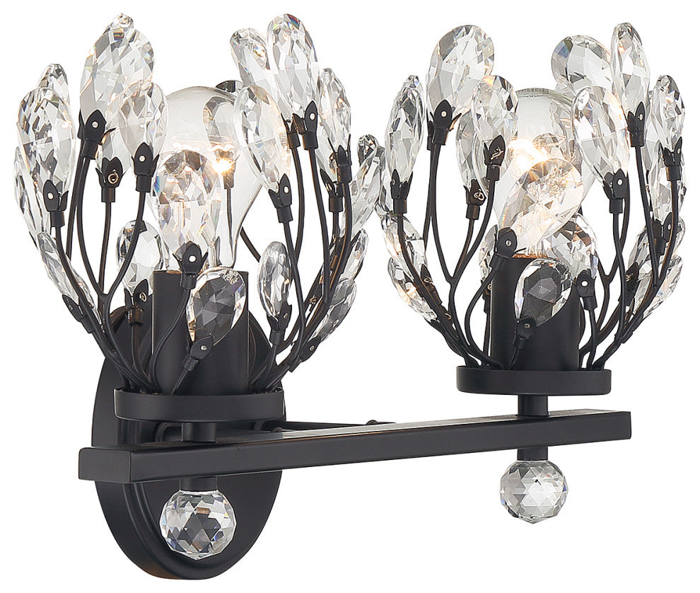 Moreno 2-Light Bathroom Vanity Light, Matte Black, Matte Black