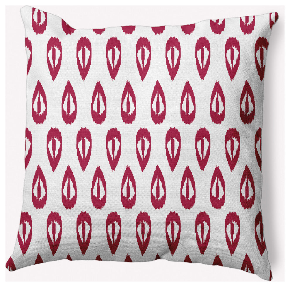18" x 18" Ikat Tears Indoor/Outdoor Polyester Throw Pillow, Cranberry