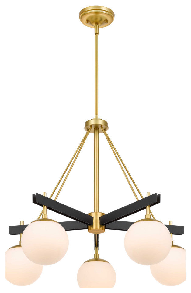 Allie 5-Lt Chandelier - Black/Satin Brass