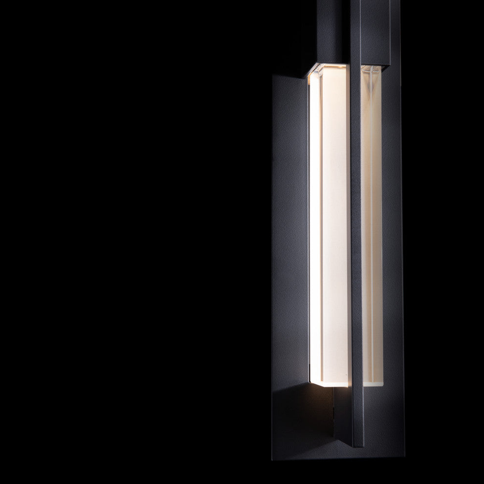 Double Axis LED Outdoor Sconce, Coastal Black Finish, Clear Glass