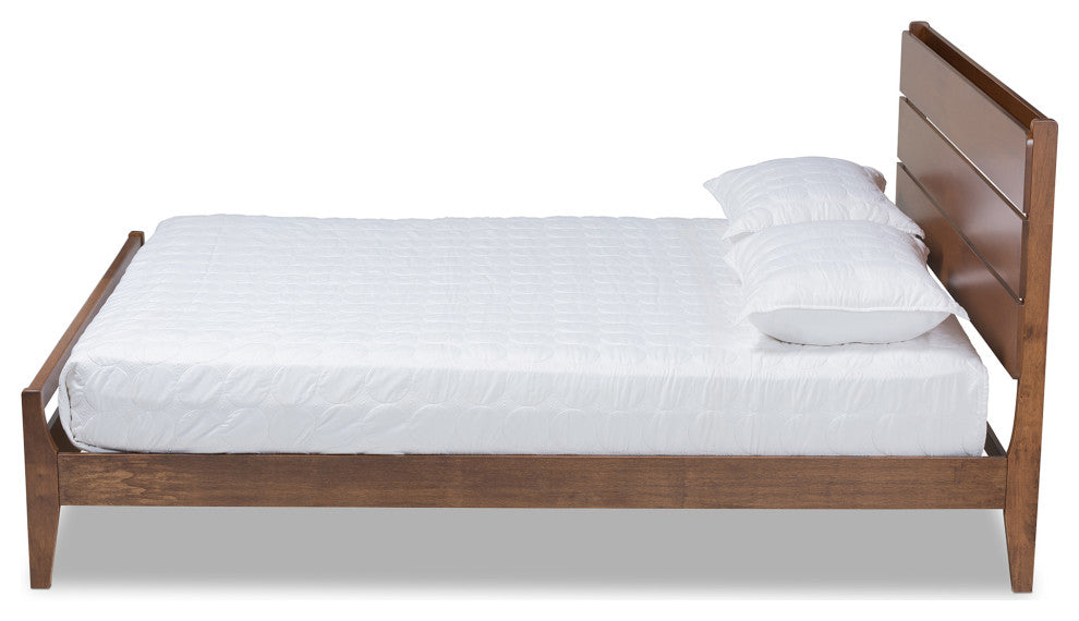 Avena Walnut Wood Queen Size Platform bed