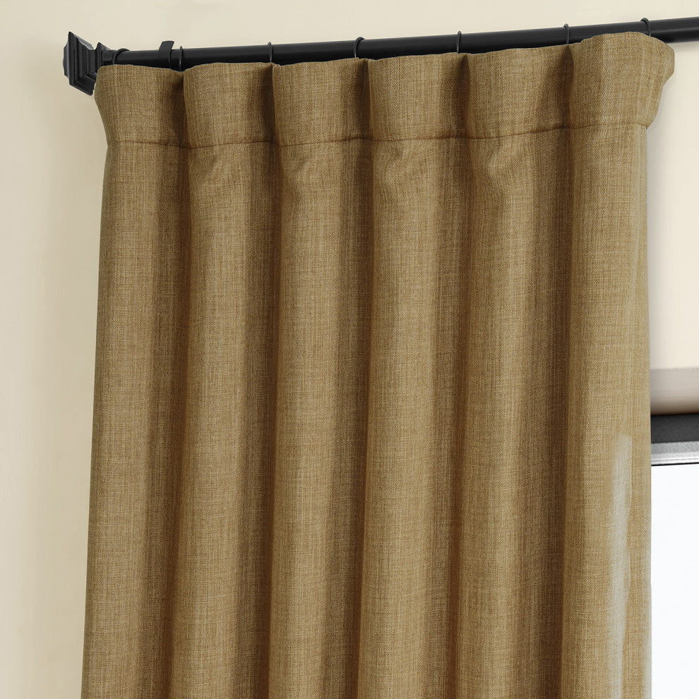 Faux Linen Darkening Curtain Single Panel, Butterscotch, 50"x108"