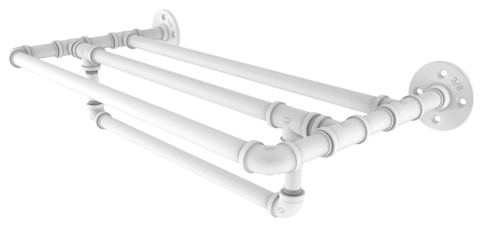 Pipeline Wall Mounted Towel Shelf with Towel Bar, Matte White, 36"