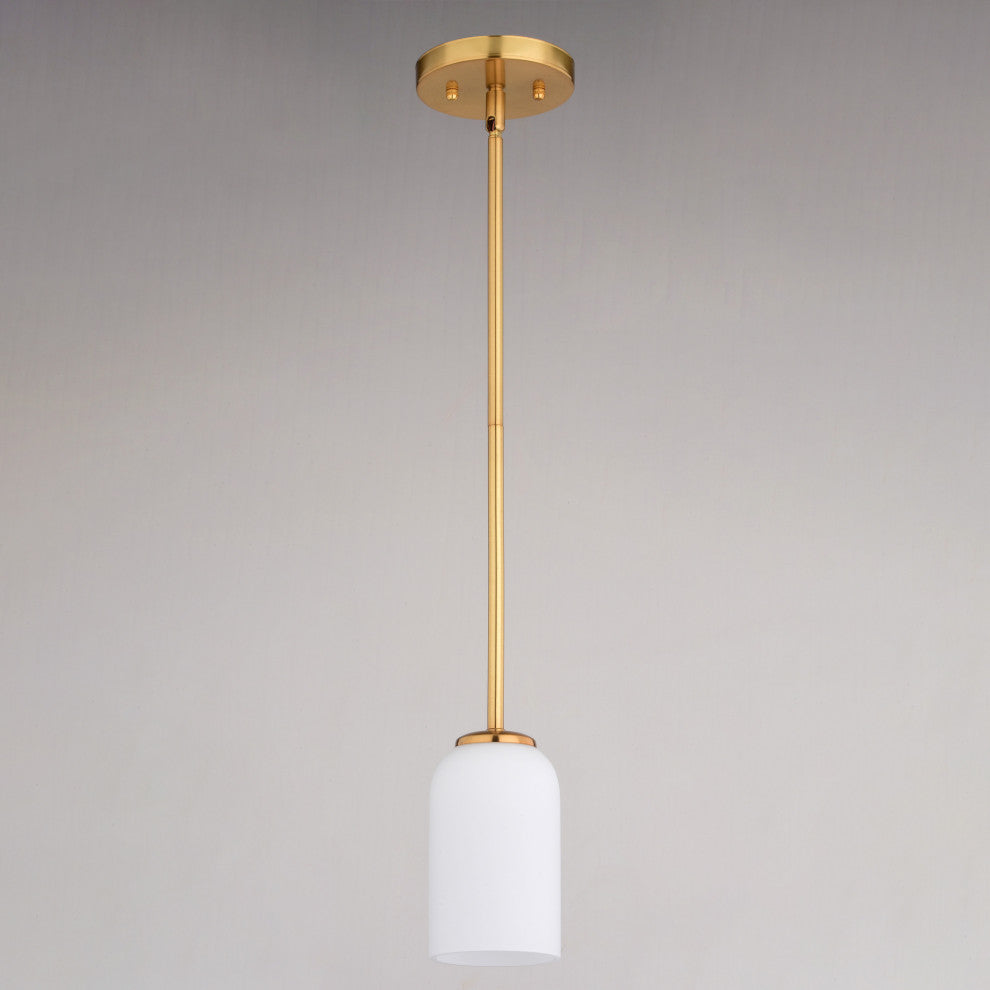 Shelby Gold Brass Transitional Mini Pendant Ceiling Light White Glass