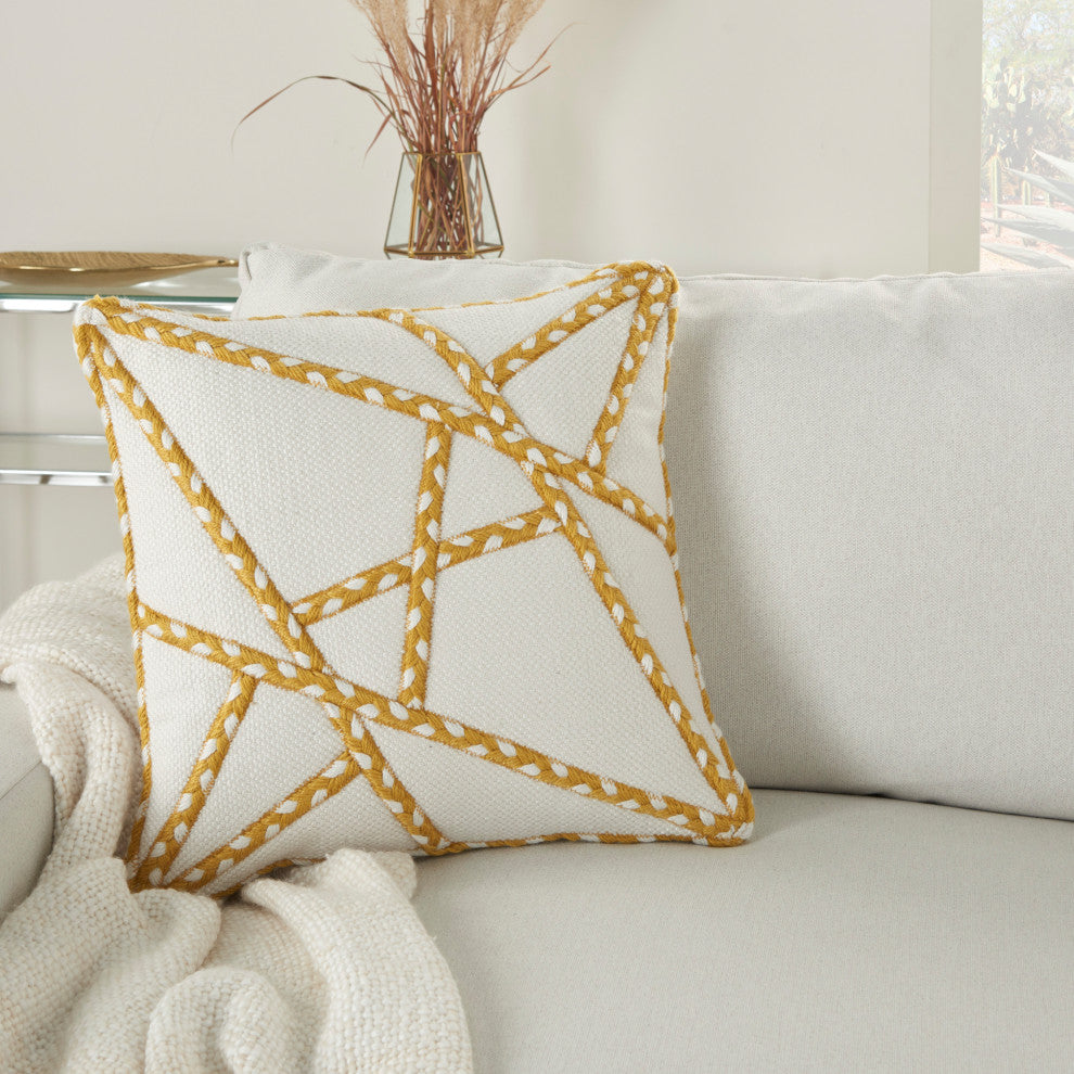 Mina Victory VJ006 Throw Pillow, Yellow, 18" x 18"